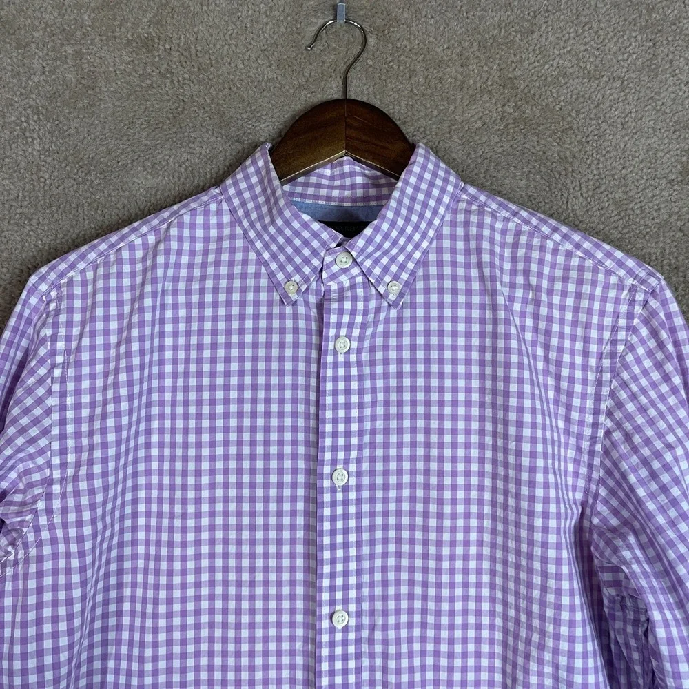 Banana Republic Men's Button‎ Down Shirt Medium Purple White Gingham Check